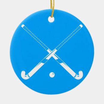 Field Hockey Silhouette Ornament Blue by sportsdesign at Zazzle