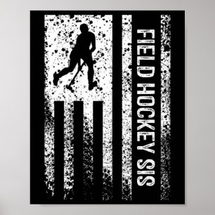 Field Hockey Sis Sister Distressed Vintage America Poster