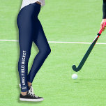 Field Hockey Sport Team Name Monogram School Color Leggings<br><div class="desc">Your field hockey team will love these cool leggings with your team name running along both legs. You can also add a monogram at the bottom - just above the ankle (or delete). Change the background color to match your school colors, just click on "customize it" and then the small...</div>