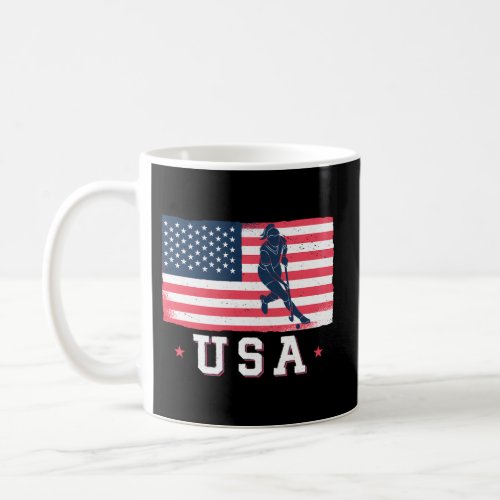 Field Hockey Sports American Flag Usa Coffee Mug