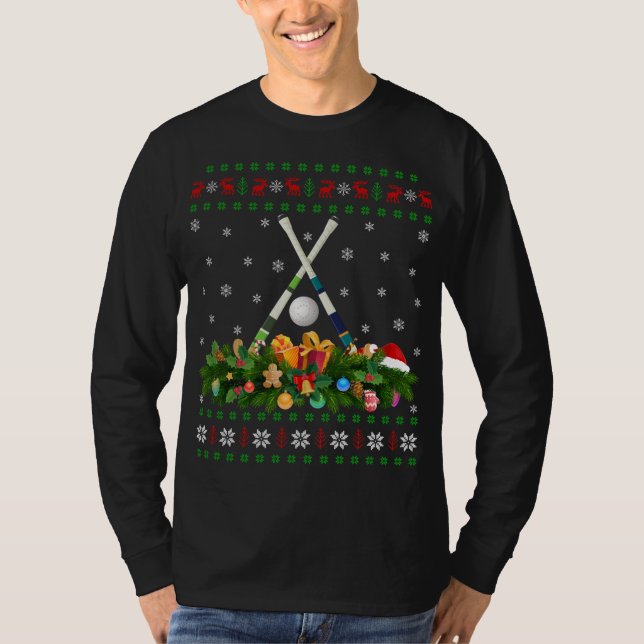 Field Hockey Sports Lover Xmas Ugly Field Hockey C T-Shirt (Front)