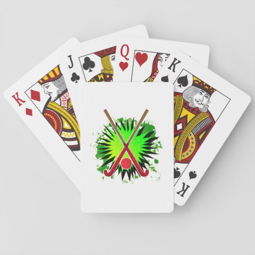 Field Hockey Stick And Ball Splash Poker Cards