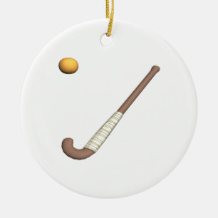 Field Hockey Stick & Ball Ceramic Ornament