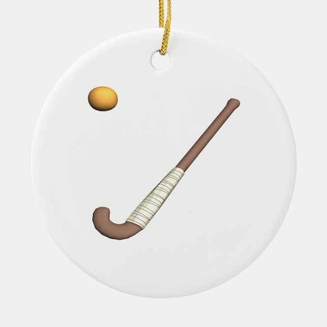 Field Hockey Stick & Ball Ceramic Ornament (Front)
