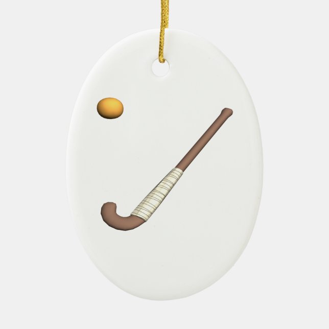 Field Hockey Stick & Ball Ceramic Ornament (Front)