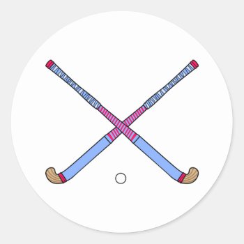 Field Hockey Sticks Classic Round Sticker by shopaholicchick at Zazzle