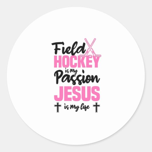 Field Hockey T Shirts for Women Classic Round Sticker