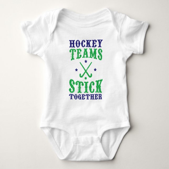 Field Hockey Teams Stick Together Baby Bodysuit (Front)