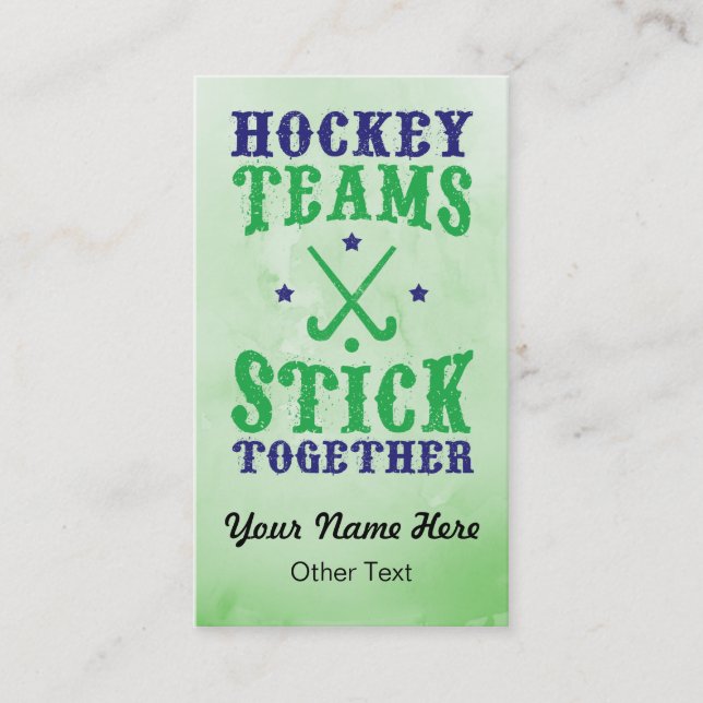 Field Hockey Teams Stick Together Business Cards. Business Card (Front)