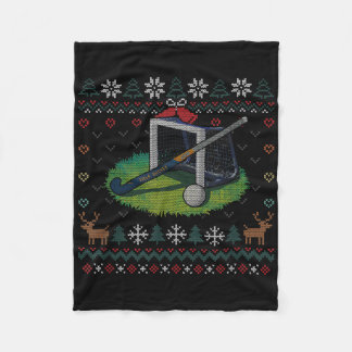 Field Hockey Ugly Christmas Sweater Ll Sports Play Fleece Blanket