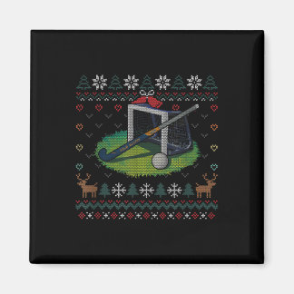 Field Hockey Ugly Christmas Sweater Ll Sports Play Magnet