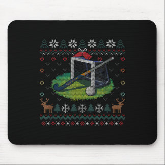 Field Hockey Ugly Christmas Sweater Ll Sports Play Mouse Pad