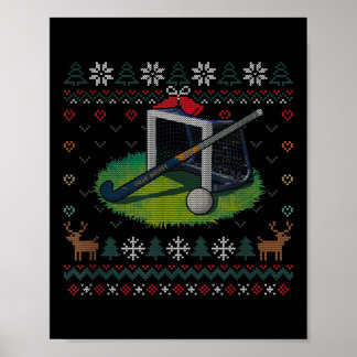 Field Hockey Ugly Christmas Sweater Ll Sports Play Poster