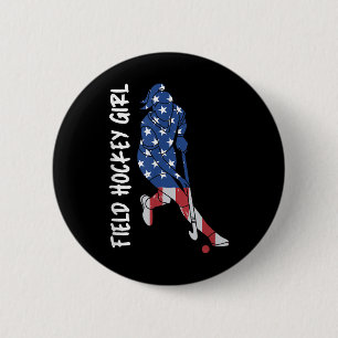 Field Hockey Usa Flag For Women Kids Men  Button