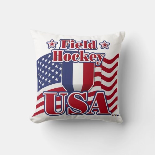 Field Hockey USA Throw Pillow