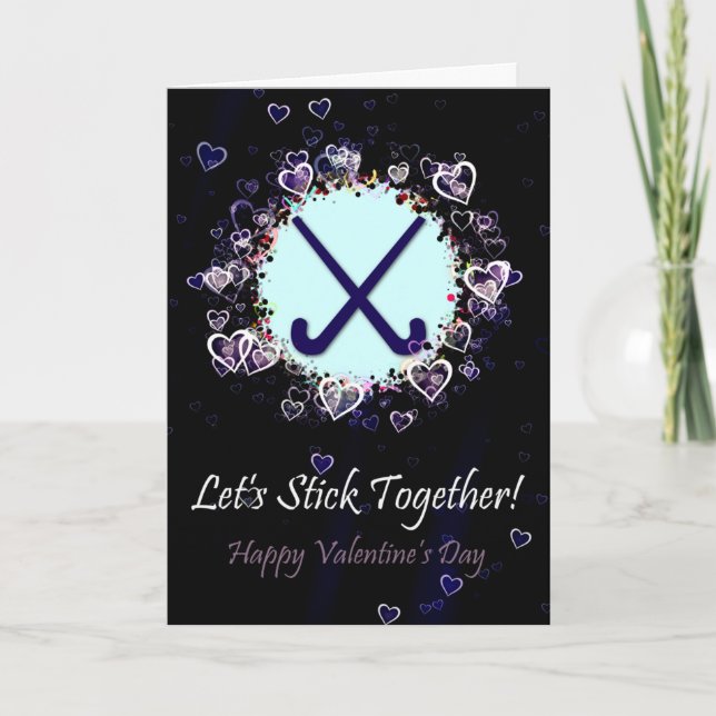 Field Hockey Valentine's Day Card, Customizable Holiday Card (Front)