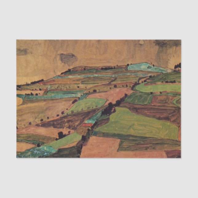 Field Landscape by Egon Schiele Tissue Paper (Front)
