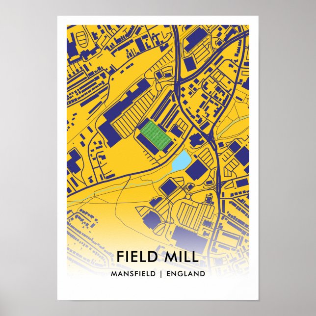 Field Mill Stadium Map – Home of Mansfield Town FC Poster (Front)