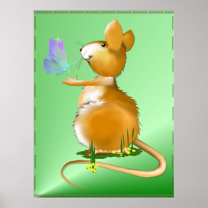 Field Mouse and Blue Butterfly poster