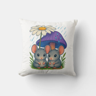Field Mouse Friends Throw Pillow