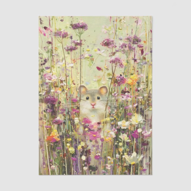 Field Mouse in Wildflower Meadow EE6L Decoupage Tissue Paper (Front)