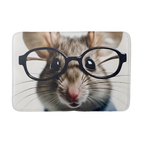 Field mouse Wearing Glasses Bath Mat