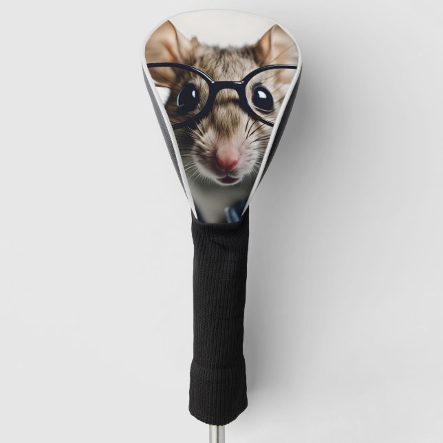 Field mouse Wearing Glasses Golf Head Cover (Front)