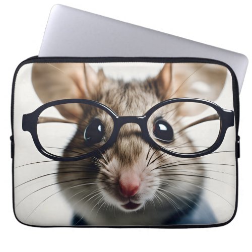Field mouse Wearing Glasses Laptop Sleeve