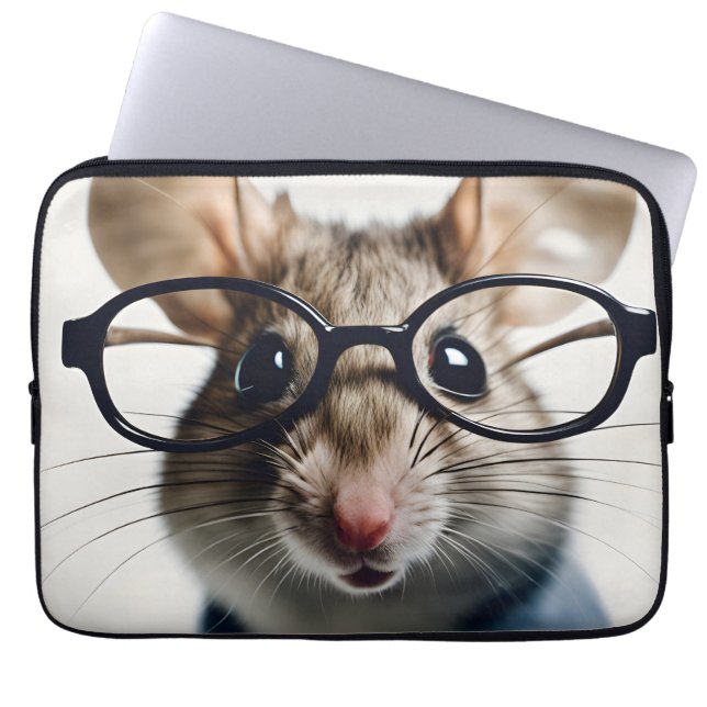 Field mouse Wearing Glasses Laptop Sleeve (Front)