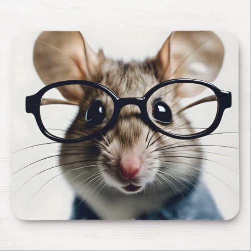 Field mouse Wearing Glasses Mouse Pad