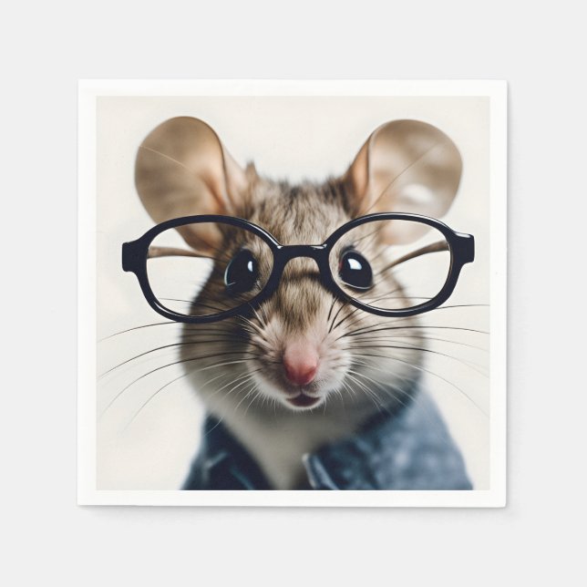 Field mouse Wearing Glasses Napkins (Front)