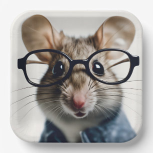 Field mouse Wearing Glasses Paper Plates