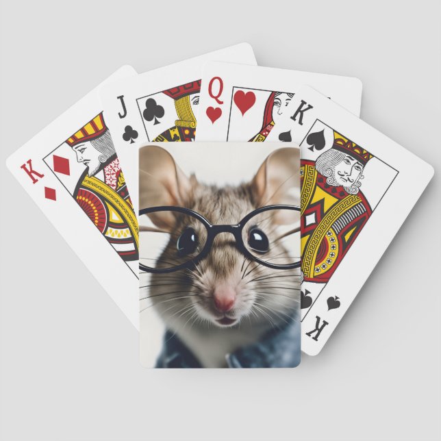 Field mouse Wearing Glasses Poker Cards (Back)