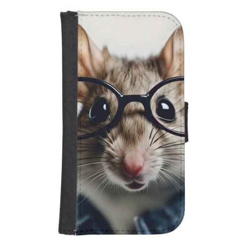 Field mouse Wearing Glasses Galaxy S4 Wallet Case
