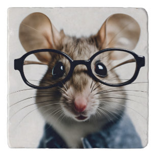 Field mouse Wearing Glasses Trivet