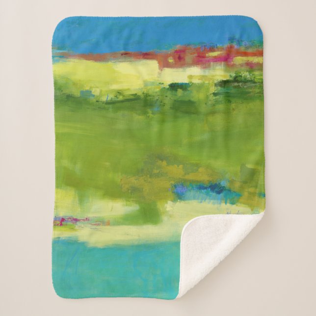 Field Notes - Abstract Green Art Sherpa Blanket (Front)