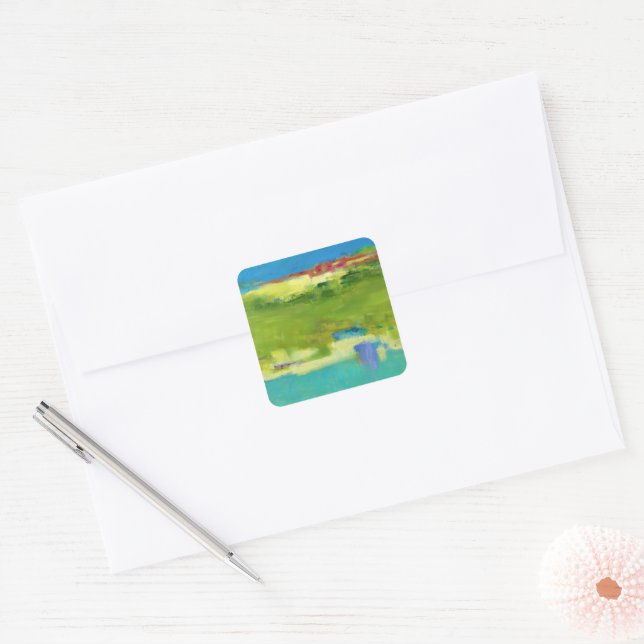 Field Notes - Abstract Green Art Square Sticker (Envelope)