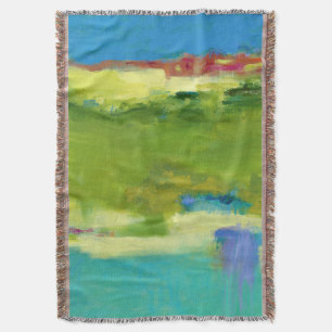 Field Notes - Abstract Green Art Throw Blanket