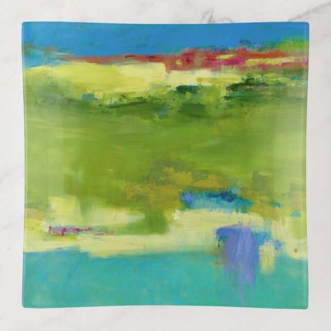 Field Notes - Abstract Green Art Trinket Tray (Front)