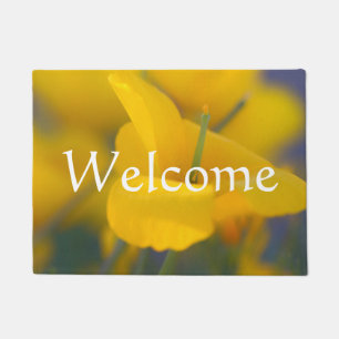Field of blooming poppies doormat