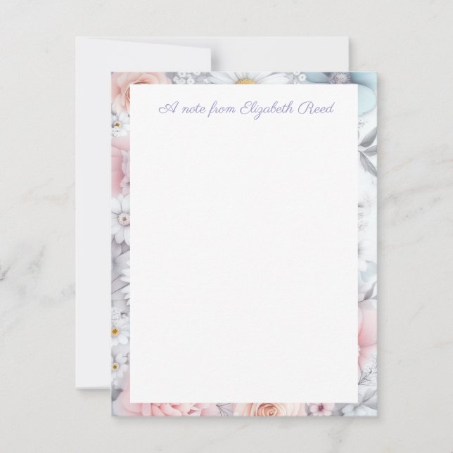 Field of Blooms Elegant Muted Classic Floral Note Card (Front)