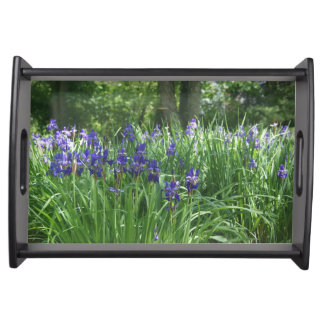 Field of blue iris serving tray