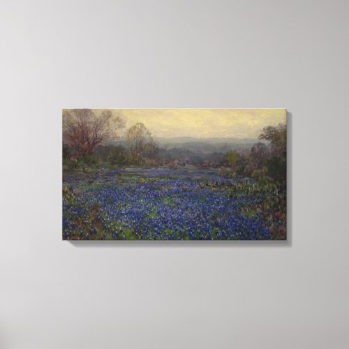 Field of Bluebonnet Flowers Rural Landscape Canvas Print
