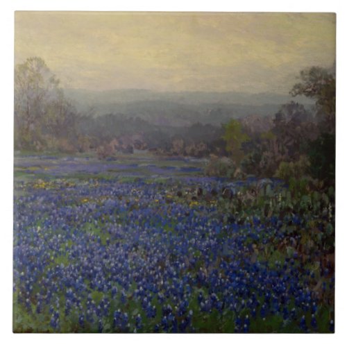 Field of Bluebonnet Flowers Rural Landscape Ceramic Tile