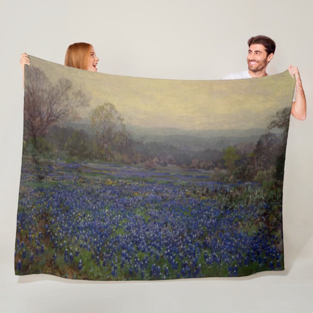 Field of Bluebonnet Flowers (Rural Landscape) Fleece Blanket (In Situ)
