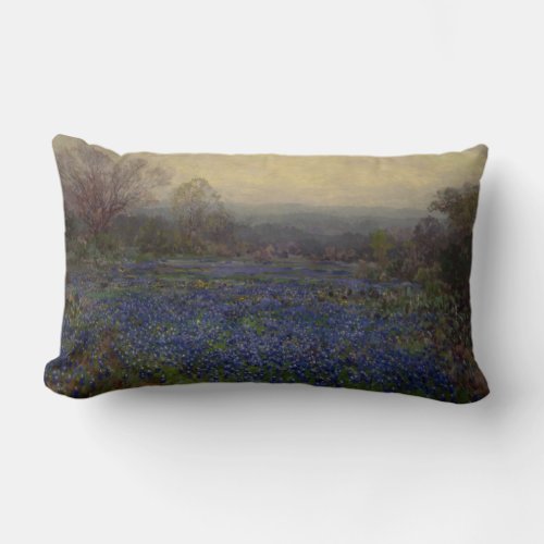 Field of Bluebonnet Flowers Rural Landscape Lumbar Pillow