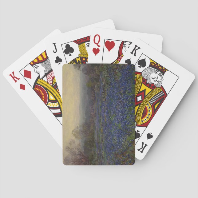 Field of Bluebonnet Flowers (Rural Landscape) Poker Cards (Back)