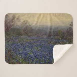 Field of Bluebonnet Flowers (Rural Landscape) Sherpa Blanket