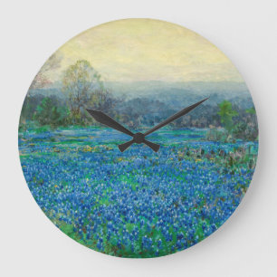 Field of Bluebonnets, 1918-1920 by Julian Onderdon Large Clock