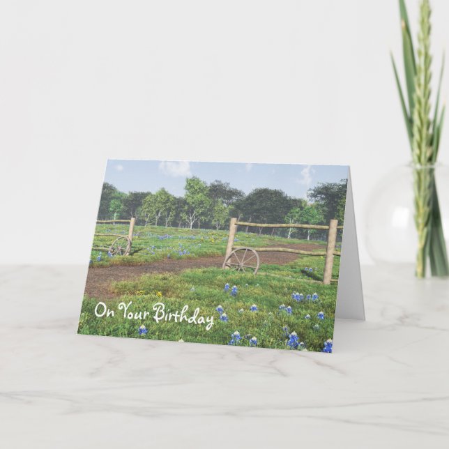 Field of Bluebonnets Birthday Card (Front)